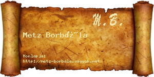 Metz Borbála névjegykártya